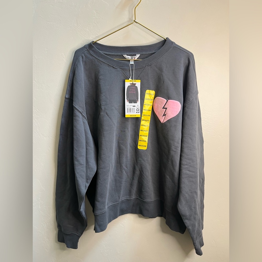 Wildfox Charcoal Sweater with Pink Heart